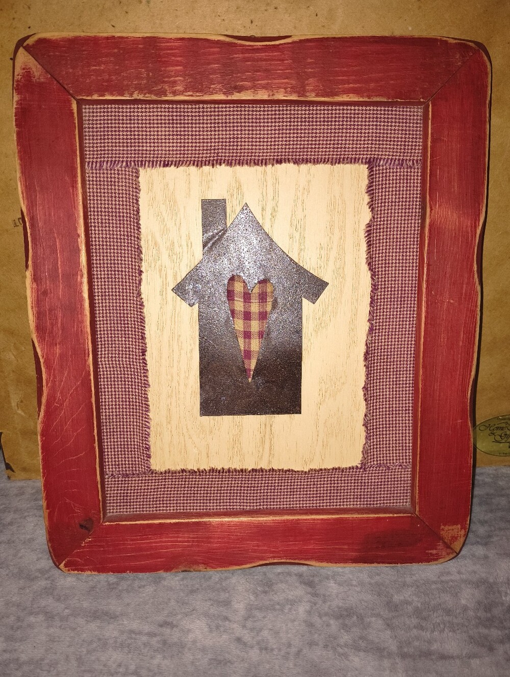 Rustic Red Framed Home Silhouette Wall Art